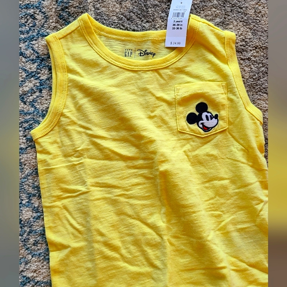 Yellow Baby Gap Disney Mickey Tanktop Brand New With Tags Size 3 Years